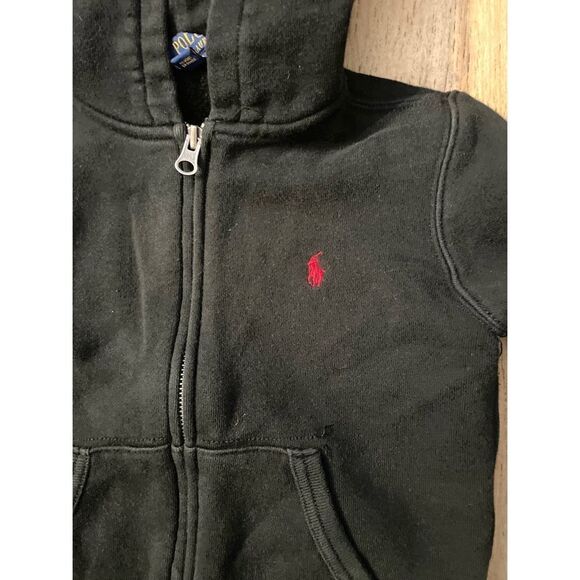 Polo Ralph Lauren size 4/4T black hooded jacket front zipper two side pockets - Picture 8 of 8